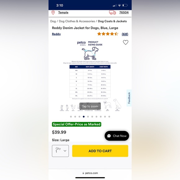 Dog denim jacket. New. Never used. Bought from Petco. - Picture 4 of 4